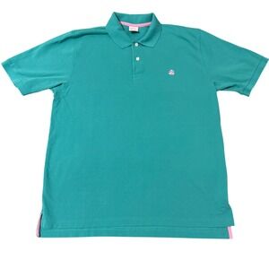 Brooks Brothers Mens Large Original‎ Fit Performance Polo Shirt Green Pink